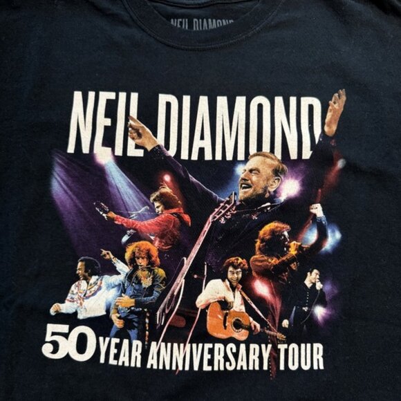 Neil Diamond 50th Anniversary Tour Concert T-Shirt L XL Black 2017 Graphic Crew - Picture 1 of 10